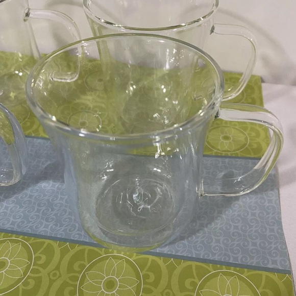ComSaf Double Walled Heat Resistant Glass Air Cup/Mug by iwaki Japan Set Of 4 - Picture 6 of 8